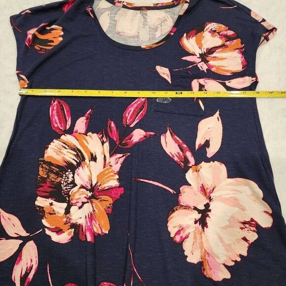 Maurices Womens Blouse size L Shirt Floral Top Short Sleeve - Picture 3 of 8